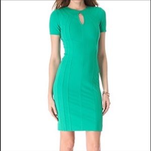 DVF Green fitted short sleeve dress